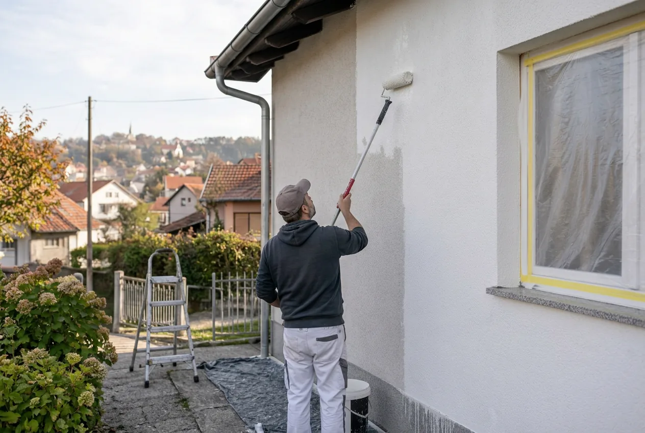 Ilustrativni prikaz farbanja spoljašnjeg zida porodične kuće